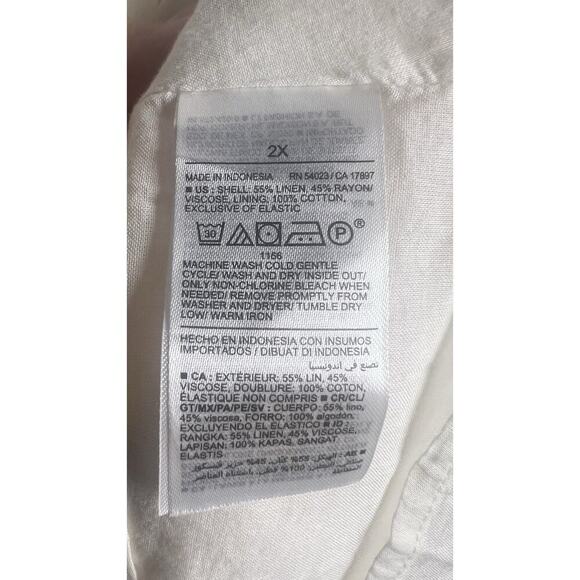 Old Navy Dress Womens Plus 2X Cream Polka Dot Linen Smocked Fit & Flare Dress - Picture 11 of 12